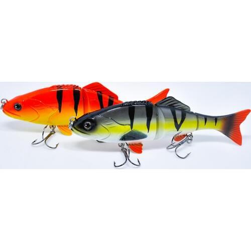 ACEXPNM Hard Fishing Lure 3 Segment Artificial Crankbait Multi Jointed Lifelike Swimbait Sinking Wobblers 15CM 50G 2# Treble