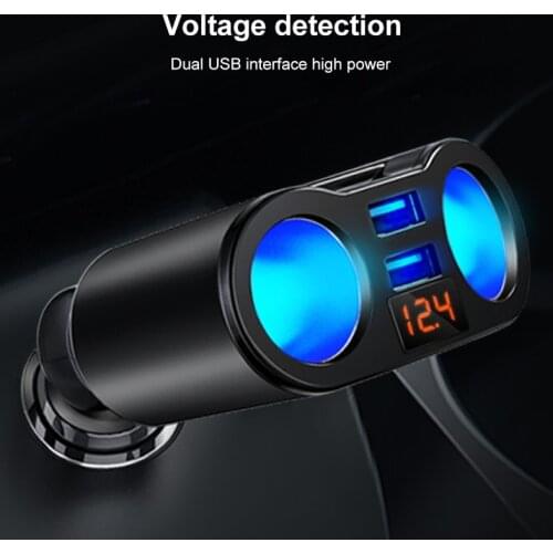 3.1A Dual USB Car Charger 2 Port LCD Display 12-24V Universal Car Cigarette Lighter Socket Splitter Plug Fast Charging Accessory