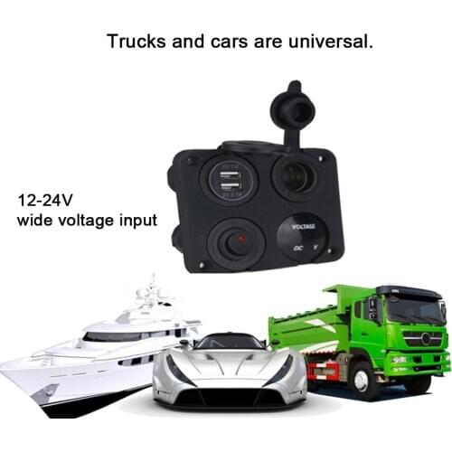 Car Lighter Socket 3.1A Dual USB Charger Digital Voltmeter with Switch
