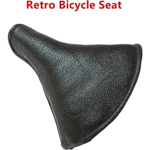 Big Tricycle Old Bicycle Saddle Elastic Retro Style Seat Soft Large Cushion Road Bike PU Leather Steel Black