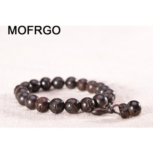 Buddhist Rosary Wood Beads Bracelets Om Mani Padme Hum Mantra Wooden Fish Tibetan Buddhism Mala Yoga Prayer Beads for Men Women