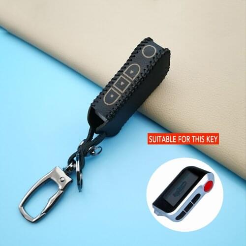 Genuine Leather Car Key Case, Key Chain Case With Two-Way Car Alarm, With Remote Control, For Starline A93, A63, A36, A39, A66