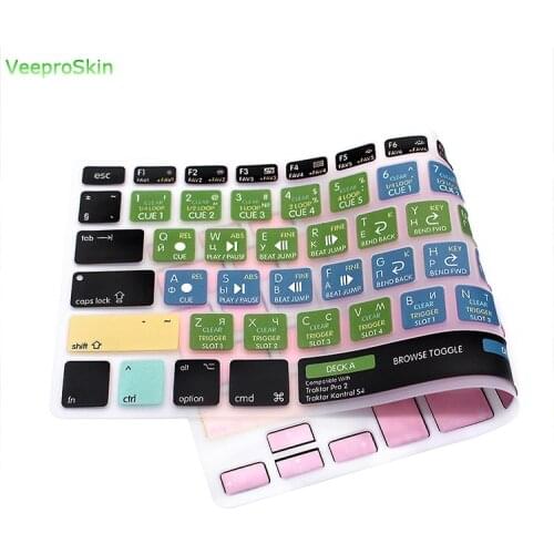 Traktor Pro 2/Kontrol S4 for MacBook Air Pro Retina 13" 15" Shortcuts Hot Key Silicone Keyboard Cover Skin