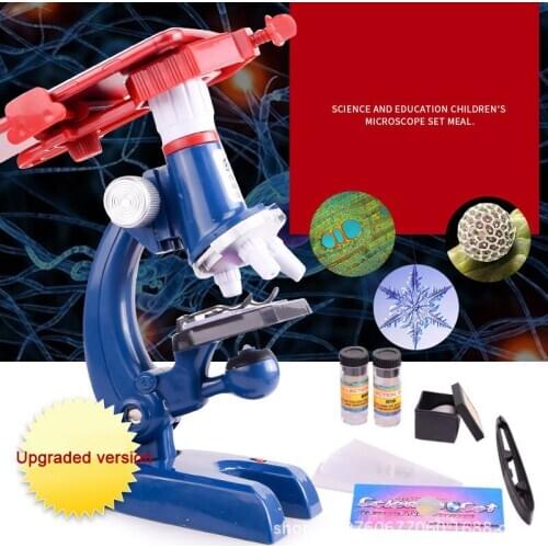 Children Science Microscope 60° Rotation Lab LED 100X-400X-1200X School Science Puzzle Early Educational Simulation Biology Toy