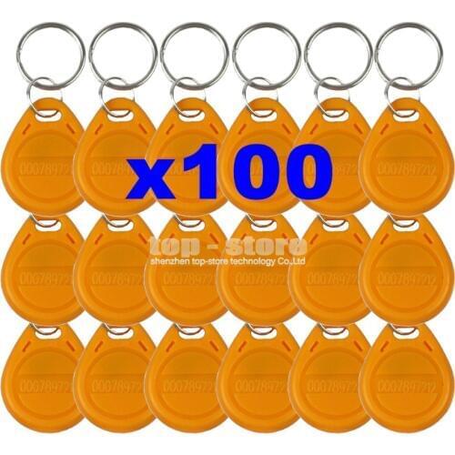 DIYSECUR 100pcs/lot 125Khz RFID Tag Proximity ID Keyfob Key Tag Electronic Key Door Key Yellow