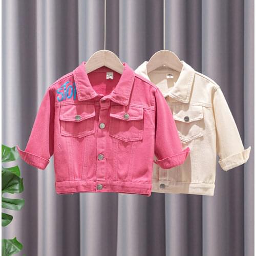2021 Cute Girl Graffiti Denim Jacket Fashion Baby Girls Kids Casual Tops Coat Spring Autumn Casual Overcoats Children Clothes