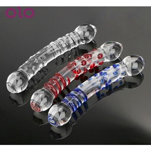 OLO Crystal Butt Plug Dildo Glass Anal Plug Anus Stimulator Artificial Fake Penis Adult Masturbator Sex Toys for Men Women