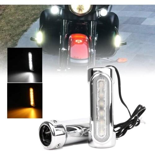 Chrome Motorcycle Highway Bar Switchback Driving Light White Amber LED for Crash Bars FOR Harley Bike Touring Bikes