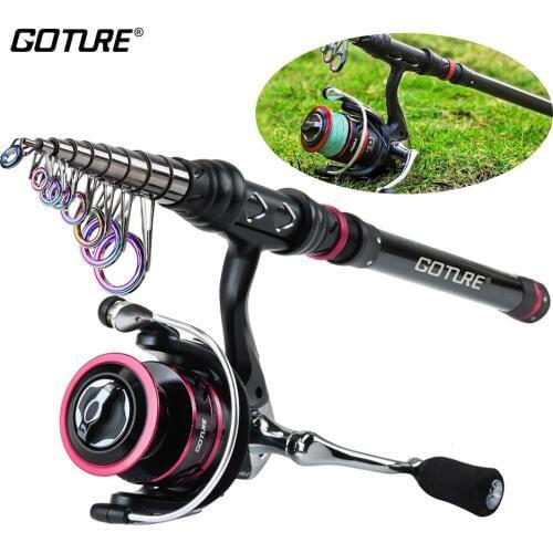 Goture AQUILA Metal Fishing Reel Rod Combo 1.8-3.6M Telescopic Carbon Rod with 2000-4000 Spinning Fishing Reel Vara De Pesca