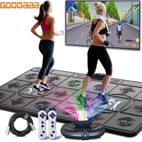 Double User Dance Mat with Two Wireless Handle Controllers HDMI Motion Sensing Game Non-Slip Massage Yoga Pads for TV Computer
