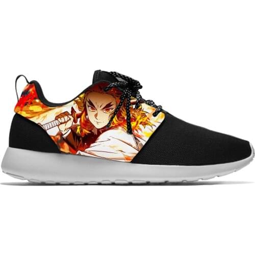 Anime Demon Slayer Kimetsu No Yaiba Rengoku Kyojuro Sport Running Shoes Casual Breathable Lightweight Print Men Women Sneakers