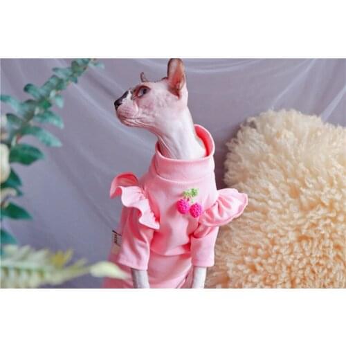 Sphynx Cat Bubble Little Flying Sleeve Strawberry Summer Thin Hairless Cat Clothes Breathable Anti-drop Dress