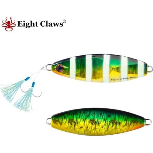 EIGHT CLAWS 80g 100g Metal Jig Fishing Lure High Quality Slow jigging Metal Wobbler Glow Vertical Jig Bait Boat Trolling Bait