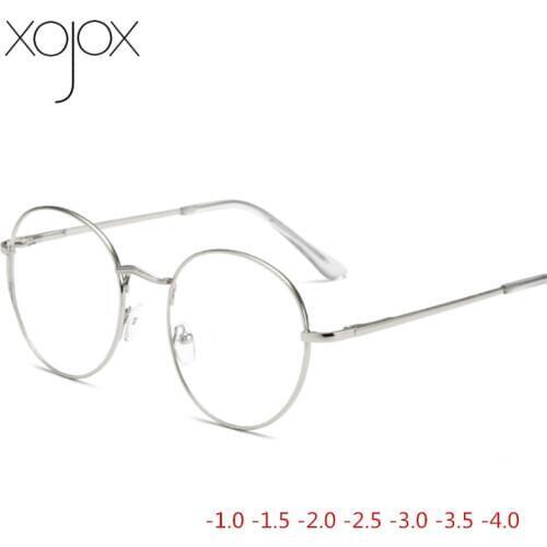 XojoX Metal Round Eye Glasses Men Women Myopia Eyeglasses Finished Glasses Students Short Sight Eyewear -1 -1.5 -2 -2.5 -3 -3.5