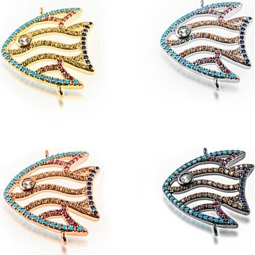 Cute Animal Fish Shape Exquisite Workmanship Jewelry Bracelet Accessories Zircon Copper Bracelet Necklace Connector