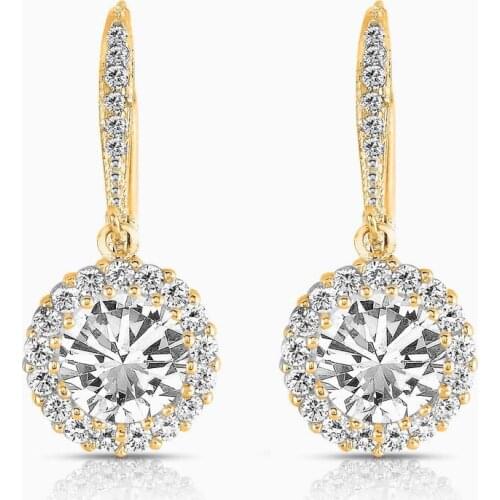 Fashion Dainty Round Drop Earrings Inlay Dazzling AAA Cubic Zirconia Elegant Luxury Jewelry For Women Wedding Engagement Party