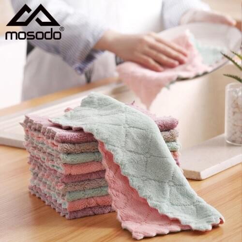 Mosodo 5pcs Kitchen Dish Cloths Microfiber Dishcloths Rags Soft Absorbent Wipes Washing Towel Household Tools Cleaning Supplies