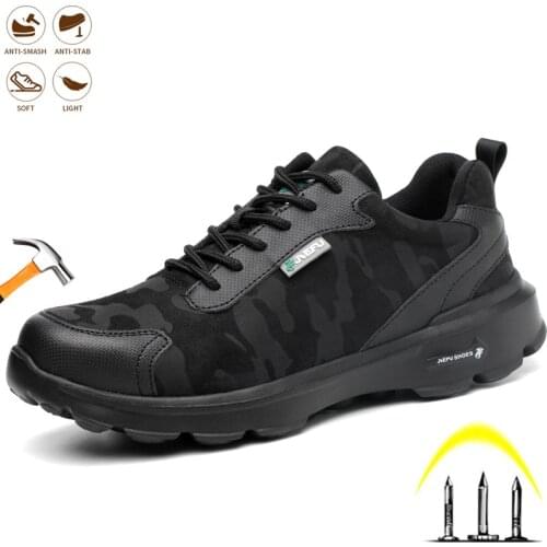 Mens Breathable Safety Work Shoes Steel Toe Cap Indestructible Boots Smash-proof Non-slip Light Puncture-proof Comfort Sneakers