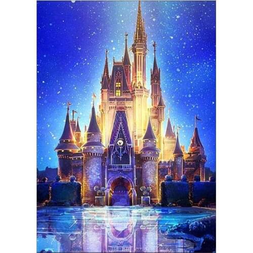 5D DIY Diamond Painting Kits Full Drill by Numbers 5D Rhinestone Art Kit for Men and Kids Diamond for Home Wall Disney Castle