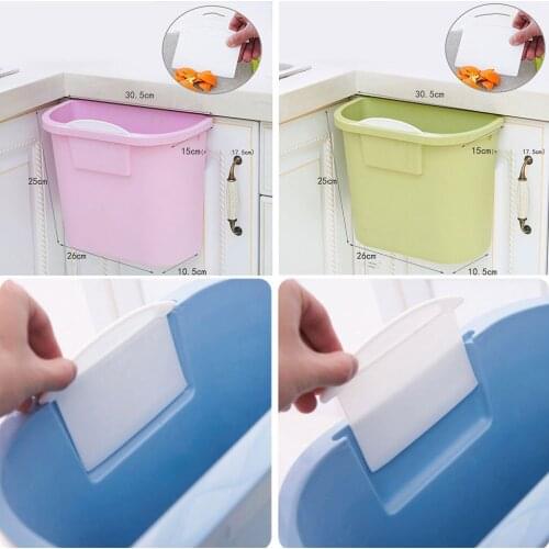 Wall Mounted Trash Can Bin With Lid Waste Bin Kitchen Cabinet Door Hanging Trash Bin Garbage Car Recycle Dustbin Rubbish Bins