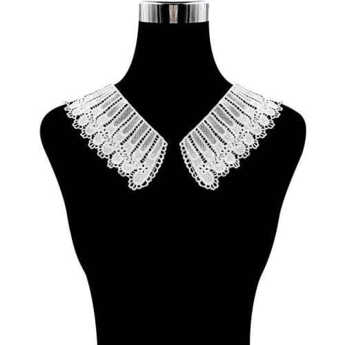 New White Embroidered Sewing Venise Lace Fabric Collar Neckline Applique DIY Sewing Trimmings For Clothing Dress Decoration 2019