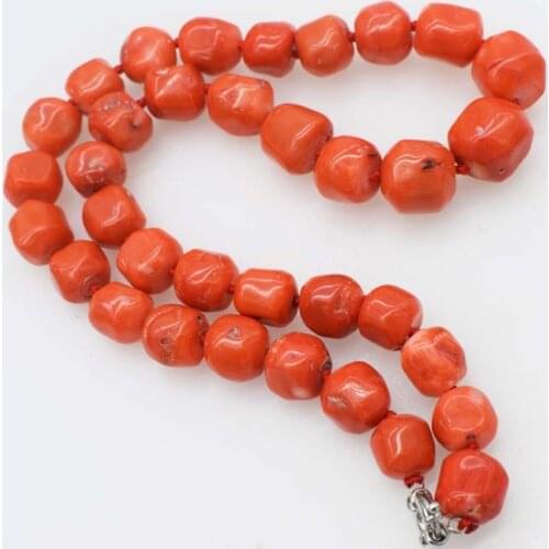 Orange coral nar round baroque 14-20mm necklace 26inch wholesale beads nature FPPJ woman 2018