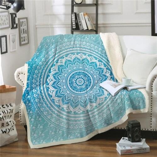 Throw Blanket Mandala Boho Soft Warm Winter Bohemian Wearable Sherpa Fleece Plush Blanket Bedspread For Bed Sofa Couch Car Cover