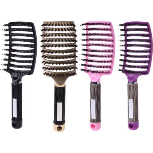 Salon Professional Bristle & Nylon Hairbrush Scalp Massage Comb Wet Hair Brush N0PF