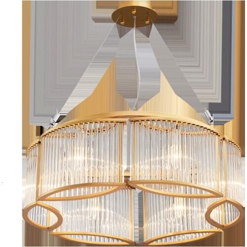 Italian Design Nordic Luxury K9 Crystal Glass Lampshade LED Round Chandelier Lamp 4/5/6/7 Lights Lighting Fixture Kit Decor Lamp