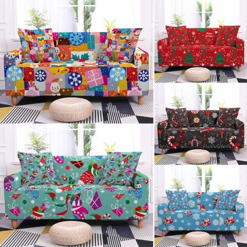 Christmas Elastic Sofa Cover Slipcovers Stretch Sofa Covers For Living Room Festival Couch Chair Cover Sofa Towel 1/2/3/4-seater