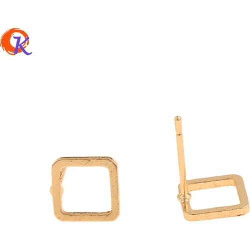 Cordial Design 50Pcs 8*8MM Jewelry Accessories/Square Earrings Stud/DIY Making/Genuine Gold Plating/Hand Made/Earring Findings
