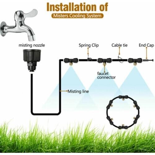 Fog Mist System Patio Water Mister Nozzles Brass Nozzle Cooler Water Misting Cooling System Greenhouse Garden Park Plant Sprayer