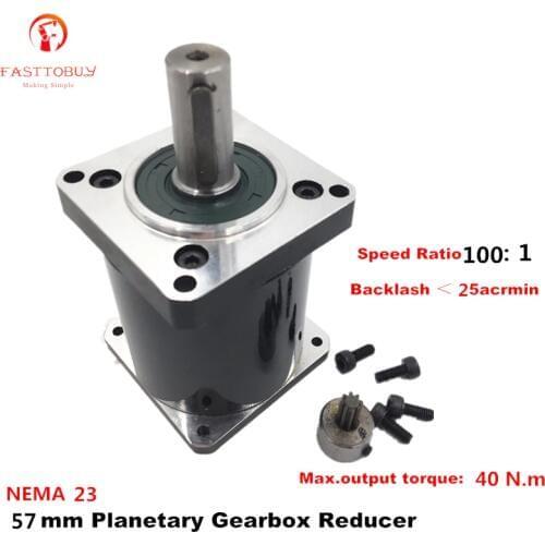 Input Speed 3000rpm High Precision Planetary Gearbox Ratio: 100:1 Planetary Reducer for NEMA23 57mm Servo/Stepper Motor 57XG-100