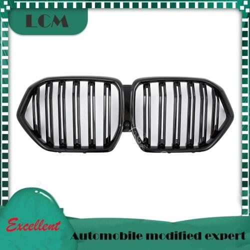 Replacement Style ABS Plastic Double Slats Kidney Front Grille Overlay For-BMW X6 G06 2020-ON