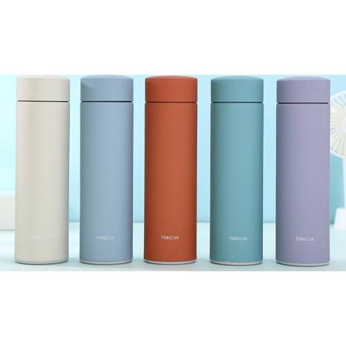 500ml Fashion Pure Color Stainless Steel Vacuum Flask Student Winter Keep Warm Water Bottle Camping Travel Portable Thermos Cup