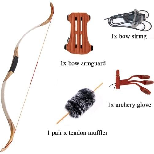 Toparchery 25/30/35/40/45/50 lbs Recurve Long Bow Handmade Laminated Traditional Bow Left Right Hand Target Shooting Practice