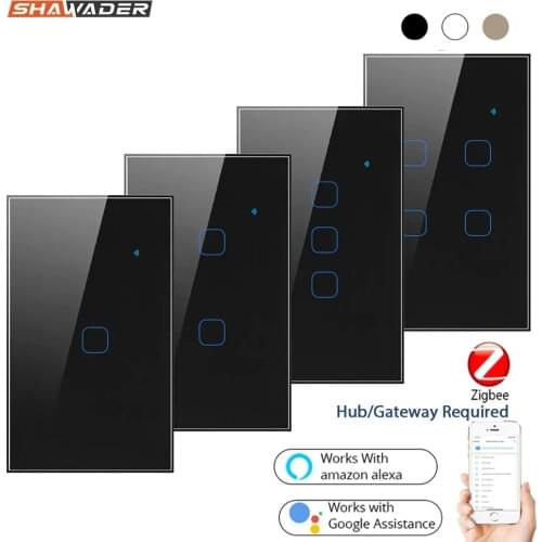Smart Zigbee Wall Light Switch Lamps Interruptor Glass Touch Panel 2/3 Way Wireless Remote Control by Tuya Alexa Google Home