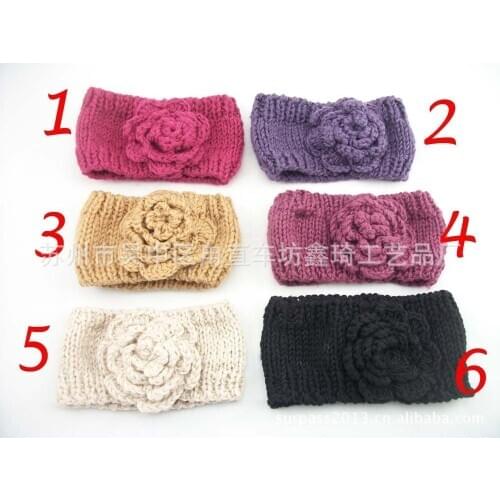 2013 Handmade knitted Headband crochet Flower headwrap new style headwear mix color 50pcs