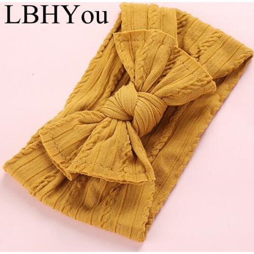 Knot Bows Nylon Headbands,Braid Cable Knit Knotbow Elastic Nylon Head Turban ,Wide Head Wraps Baby Girls Hair Accessories