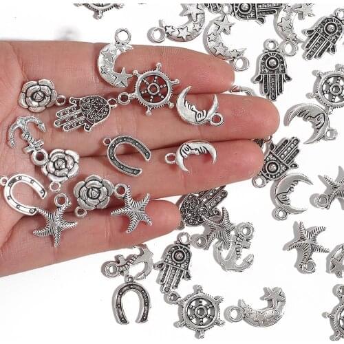 10-50Pcs/Lot Antique Silver Color Plated Aolly Beads For Jewelry Bracelet Making Findings DIY Charms Necklace Accessories