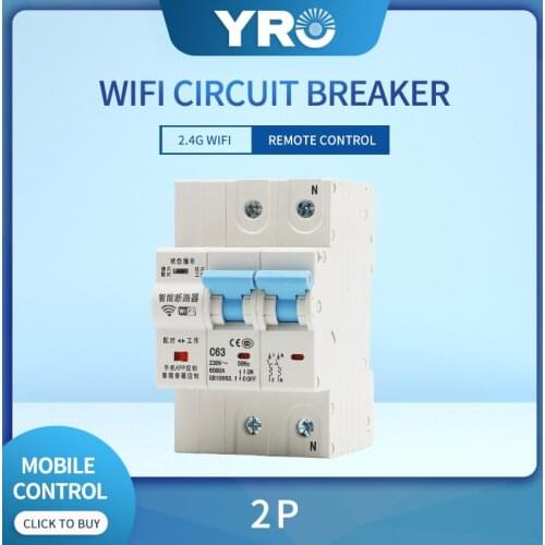 2P 230V 63A Remote Control WiFi Smart Circuit Breaker Electric Switch MCB For Tuya Smart Life APP Amazon Alexa Google Home