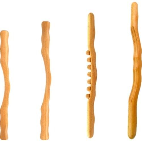 4 Pcs Guasha Scraping Stick for Back Shoulder Neck Waist Leg Massage Tools Made From Natural Wood Fast Large Area