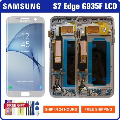Amoled Screen For Samsung Galaxy S7 Edge G935 G935F Lcd Display Touch Screen Digitizer Assesmbly With Frame