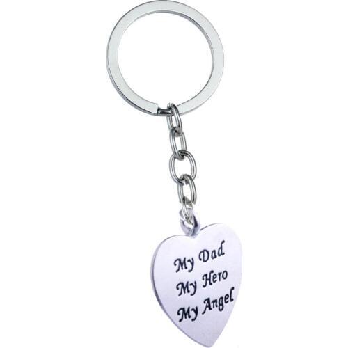 36PC My Dad My Hero My Angel Keyrings Heart Pendant Charm Keychains Family Dad Daddy Papa Fathers Day Gifts Christmas Gifts Hot