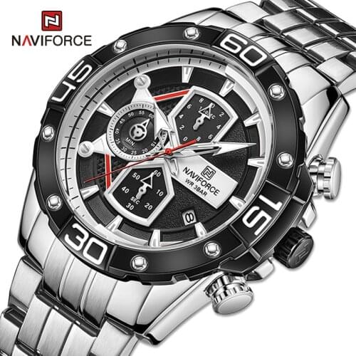 Luxury Brand NAVIFORCE Watches for Men Analog Chronograph Quartz WristWatch Male Fashion Casual Stainless Steel Waterproof Clock