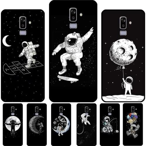 Aesthetic Space Moon Astronaut For Samsung Galaxy J1 J3 J5 J7 A3 A5 2016 2017 A6 A8 J4 J6 Plus J8 A9 J2 Core 2018 Case