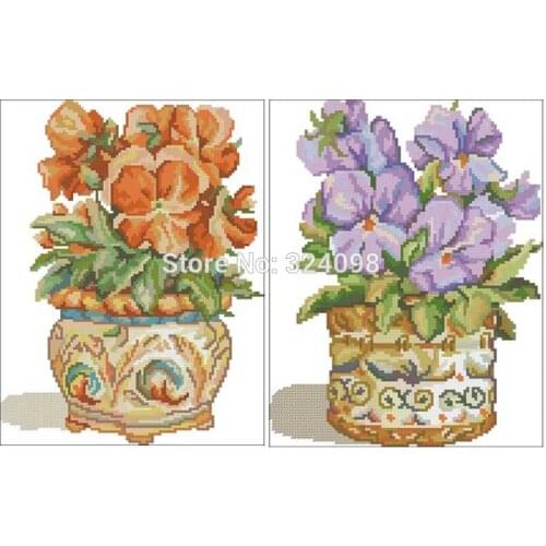 Two small potted flowers patterns Counted Cross Stitch 11CT 14CT 18CT DIY Chinese Cross Stitch Kits Embroidery Needlework Sets