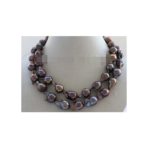 Double Genuine Natural coffee Baroque Reborn Keshi Pearl Necklace
