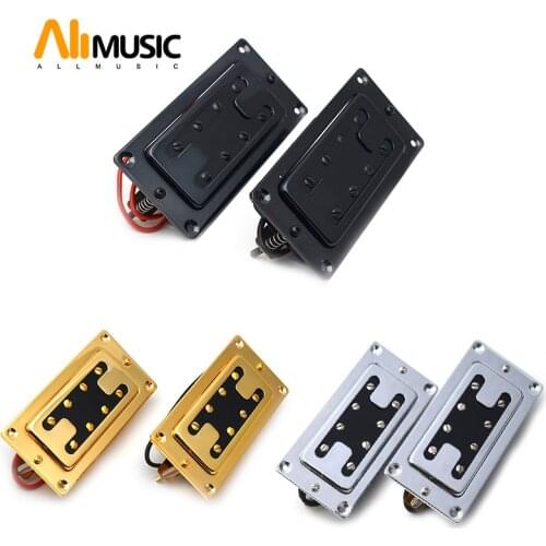Mini Style Two Line 8 Hole Electric Bass Humbucker Pickup Neck/Bridge Pickup Black Gold Chrome