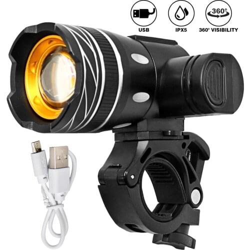 Bicycle light night warning light usb charging T6 mountain bike waterproof riding equipment bicycle headlight